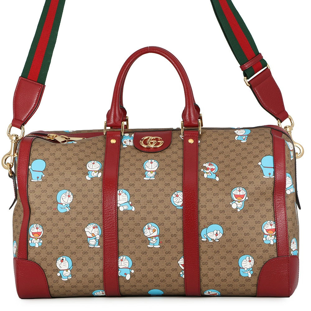 Gucci Boston Bag GG Supreme Duffle Shoulder Doraemon Collaboration